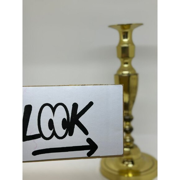 VTG Brass Candlestick Holder 11"x4.5 Ornate Patina Home Decor MCM Hollywood - Picture 4 of 9